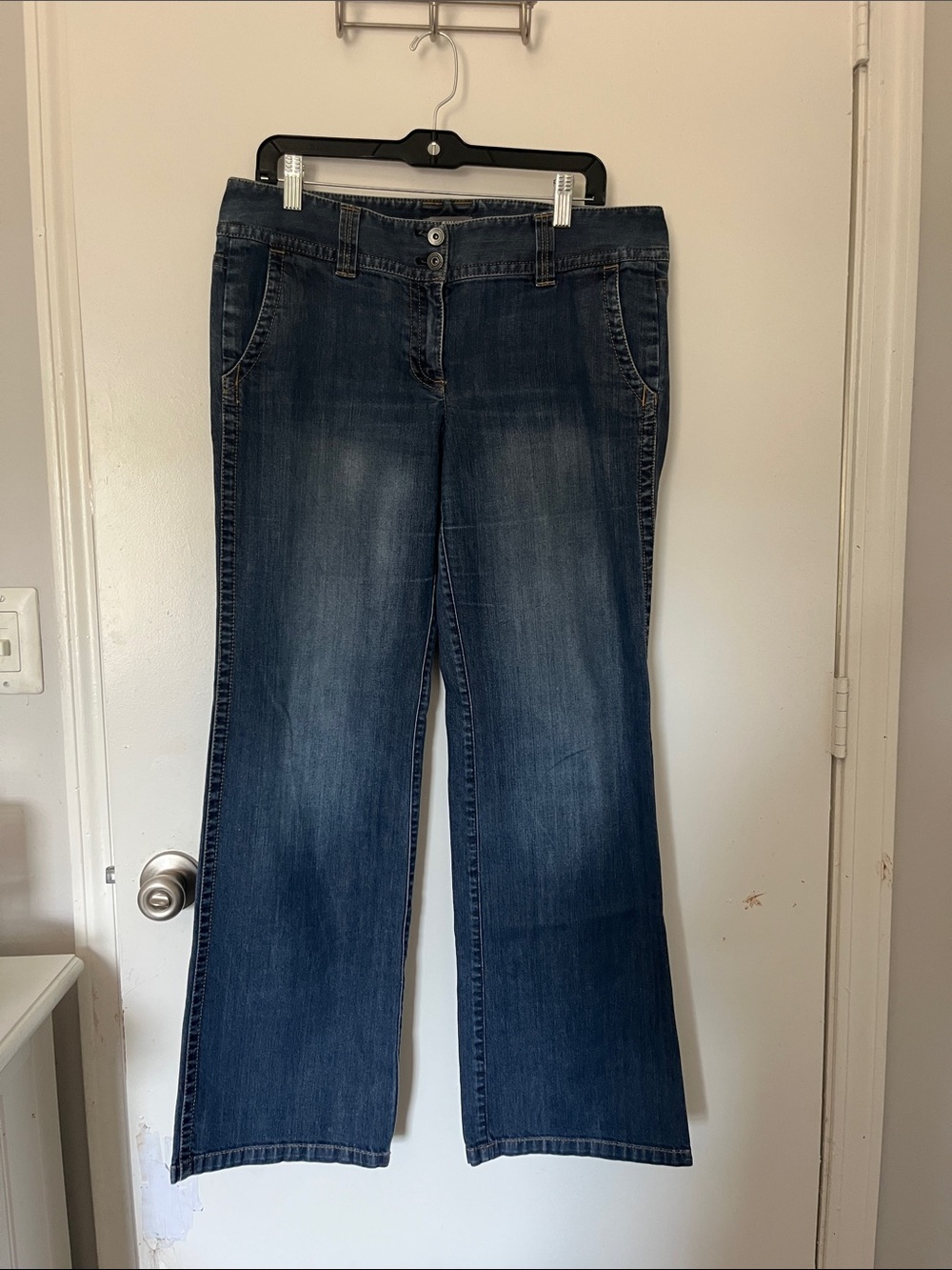 Ann Taylor Indigo Wide Leg Jeans with Subtle Fade